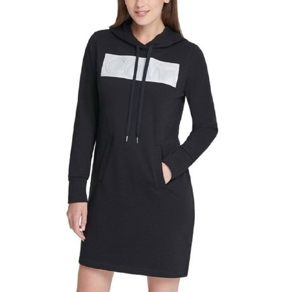 Calvin Klein Dresses & Skirts - CALVIN KLEIN Women Hooded Sweatshirt Dress-- Black